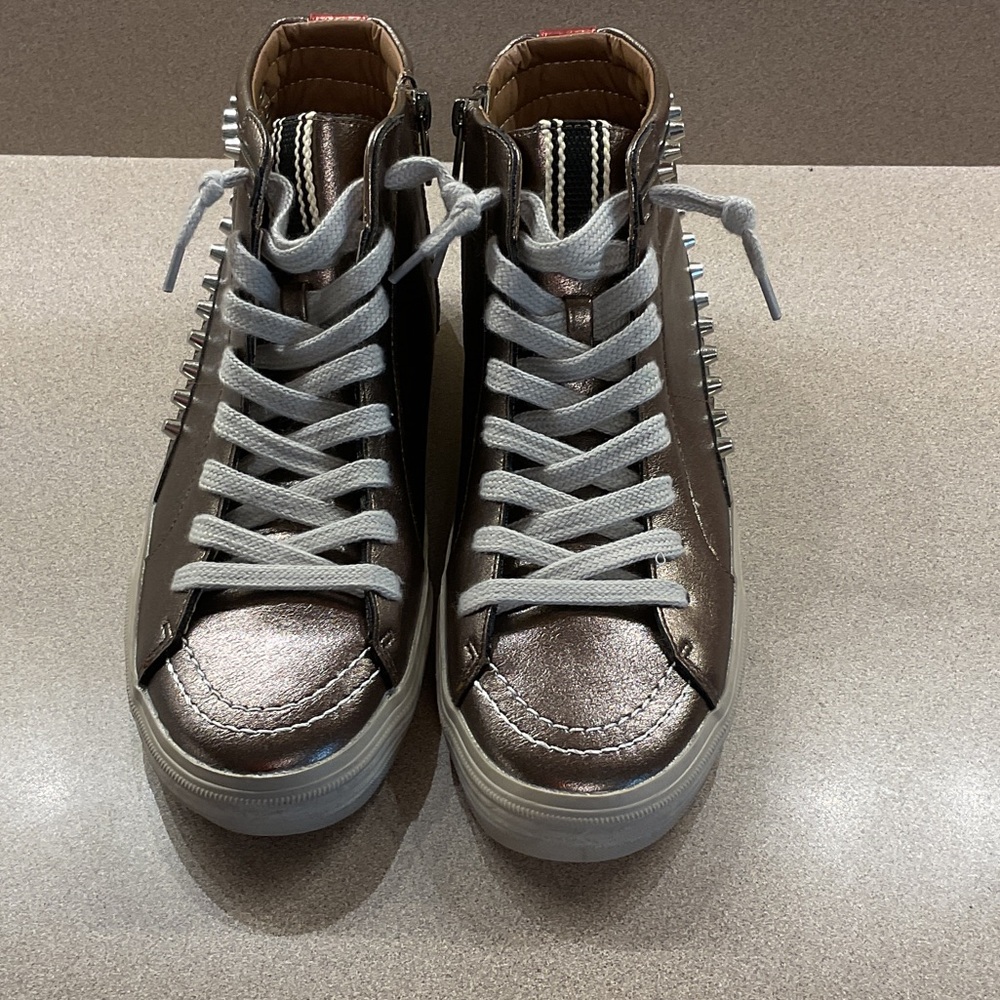ShuShop Metallic Silver High-Top Sneakers